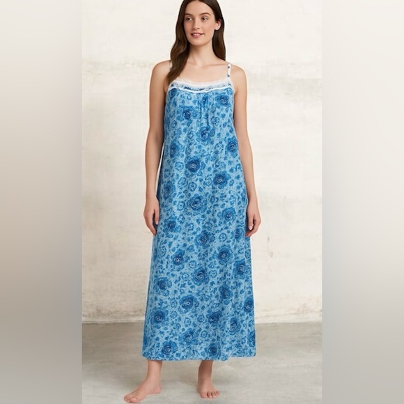 New!2-Piece Blue floral lace ribbon button pocket two piece gowns set size 4X - Picture 5 of 10